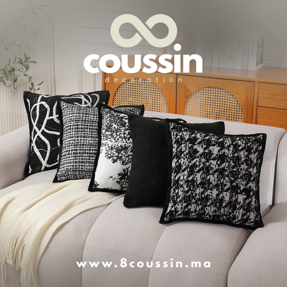 Pack de 5 housses de coussins : acacia, coco, thunder, glitch & nova black