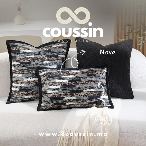 Pack de 3 housses de coussins : Foggy & Nova Black
