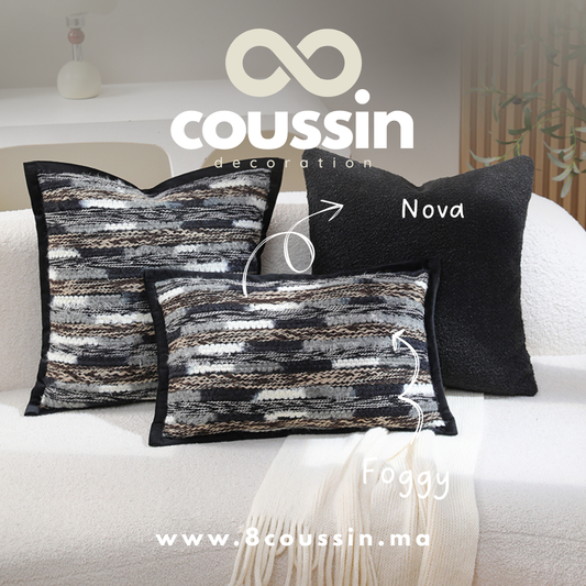 Pack de 3 housses de coussins : Foggy & Nova Black