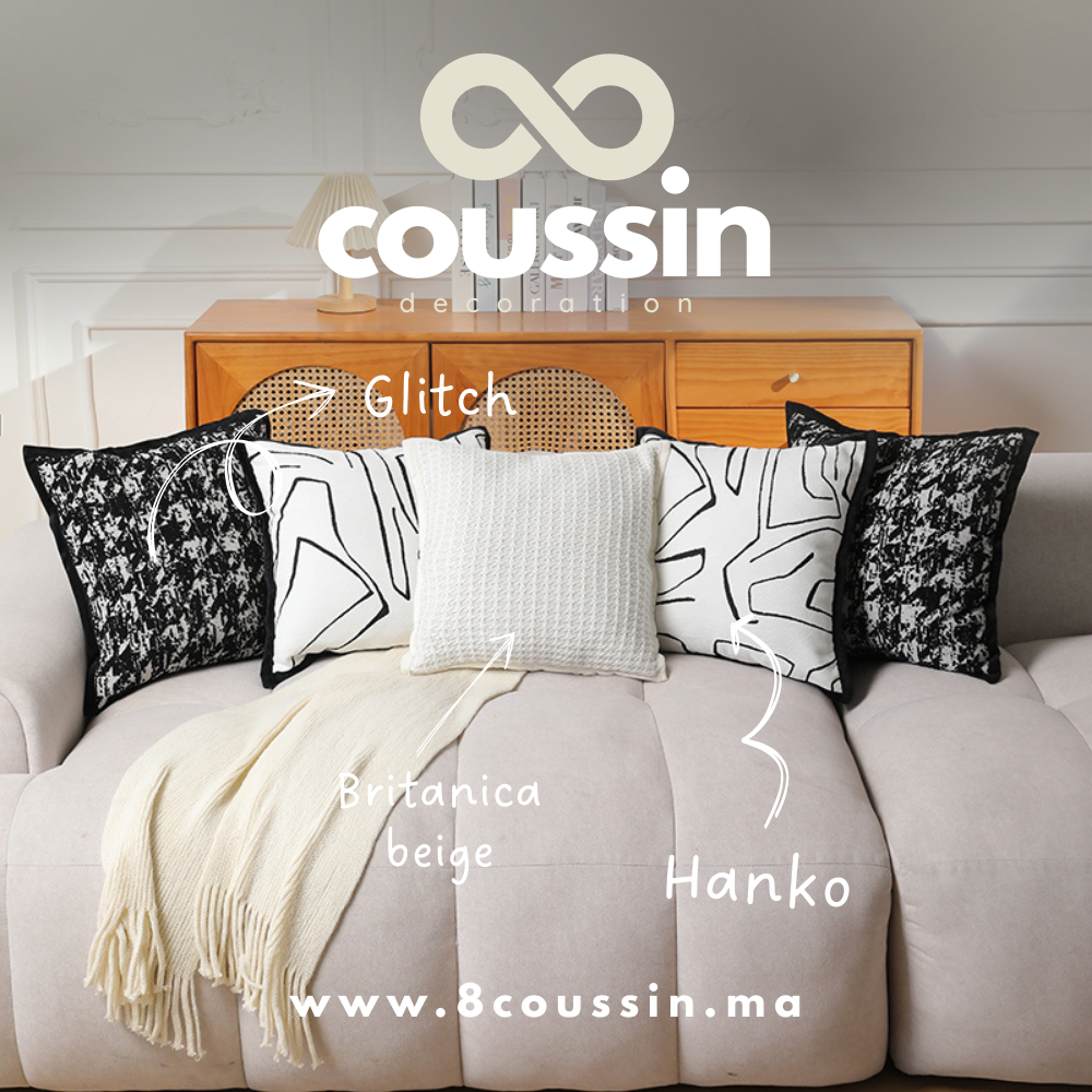 Pack de 5 housses de coussins : Hanko, Glitch & Britanica beige