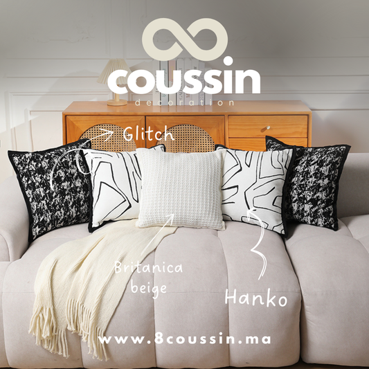 Pack de 5 housses de coussins : Hanko, Glitch & Britanica beige