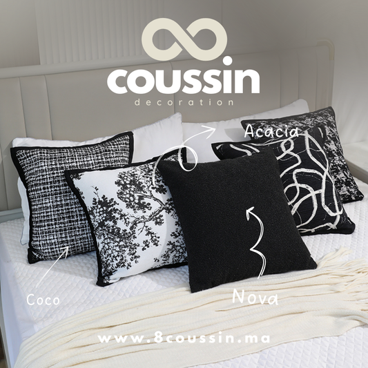 Pack de 5 housses de coussins : acacia, coco, thunder, glitch & nova black