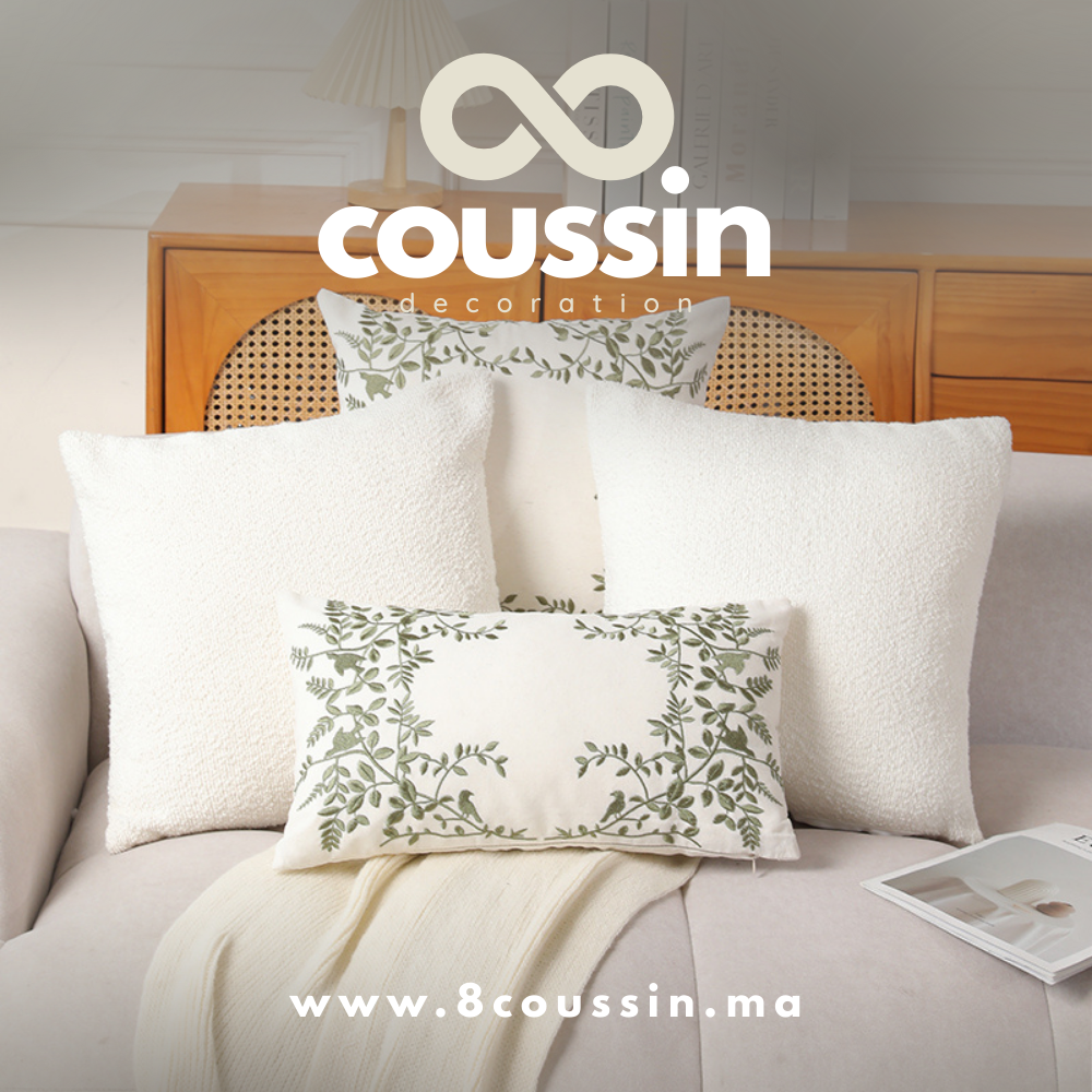 Pack de 4 housses de coussins : Garden & Nova blanc cassé