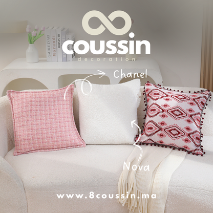 Pack de 3 housses de coussins :  Chanel, Harmony & Nova blanc cassé