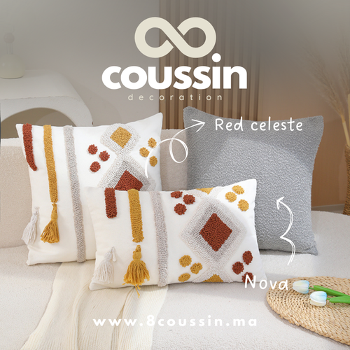 Pack de 3 housses de coussins : Red Céleste & Nova Gris