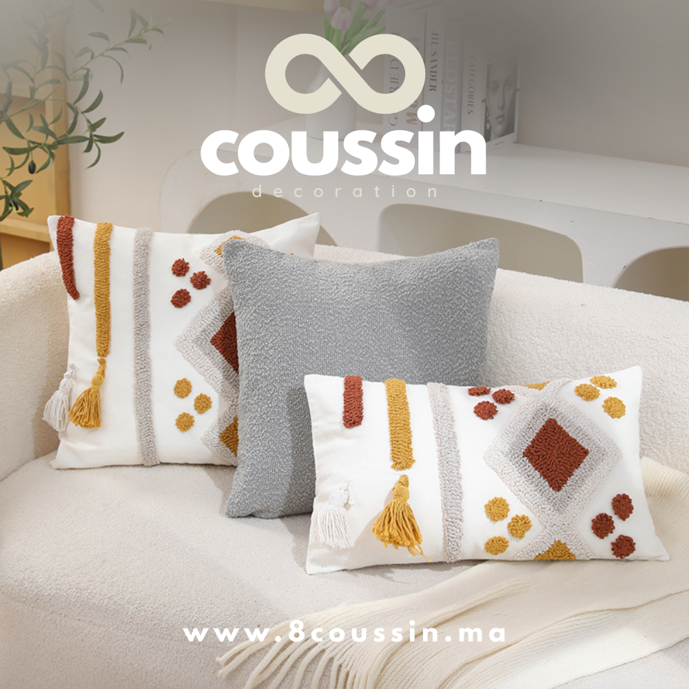 Pack de 3 housses de coussins : Red Céleste & Nova Gris